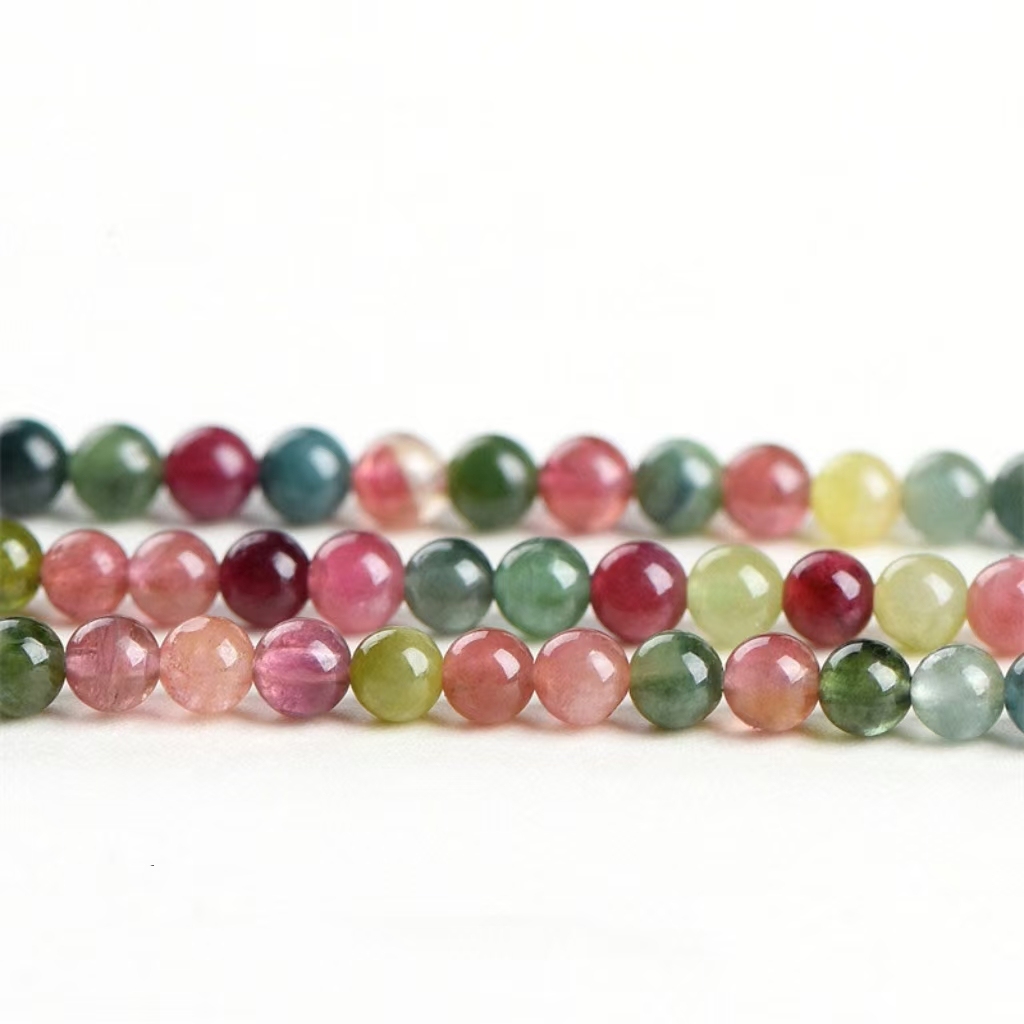 5A 6A 7A 2~3mm Natural Rainbow Tourmaline Round Beads Strand