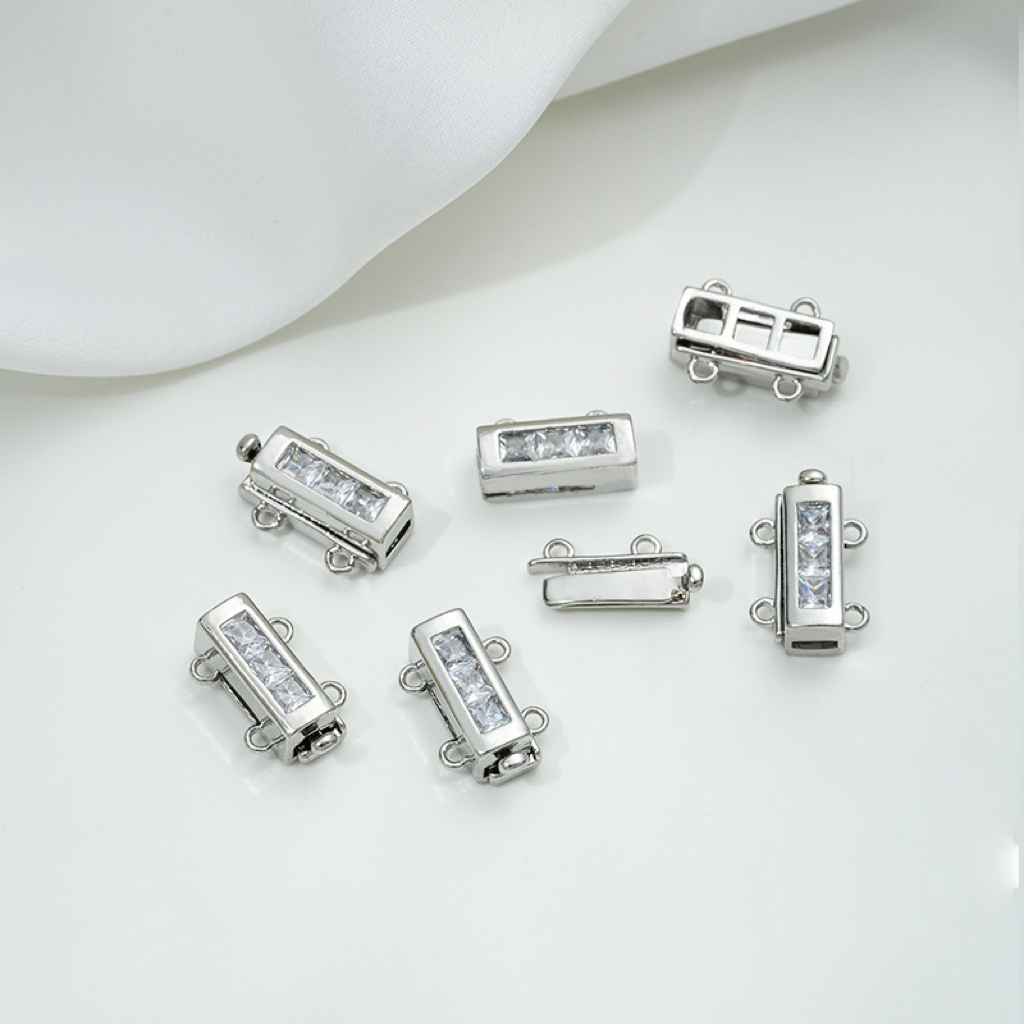Double Row Zircon Inlaid Rectangular Buckle