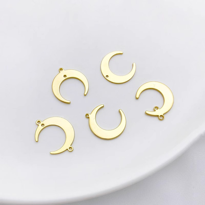 14k Gold Plated Copper Moon Sheet Charms for Jewelry DIY