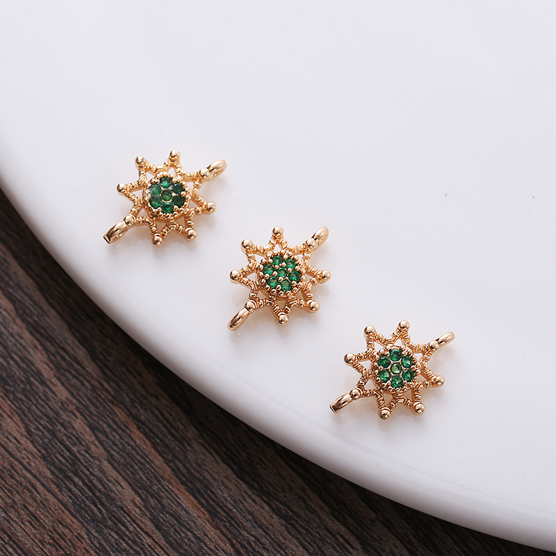 10mm Colored Zircon Sun Charm Pendant Dual Hanging Rings