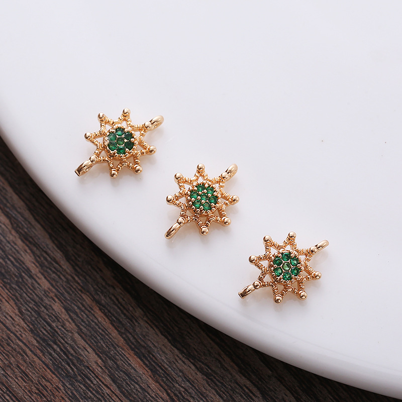 10mm Colored Zircon Sun Charm Pendant Dual Hanging Rings