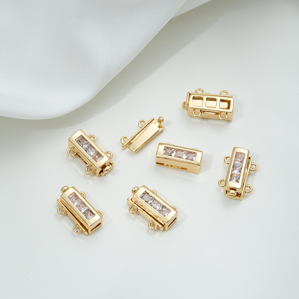 Double Row Zircon Inlaid Rectangular Buckle