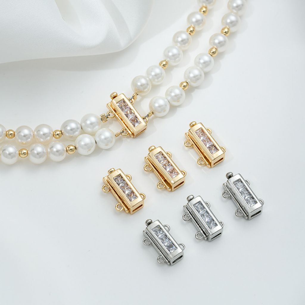 Double Row Zircon Inlaid Rectangular Buckle