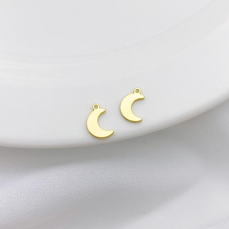 14k Gold Plated Copper Moon Sheet Charms for Jewelry DIY