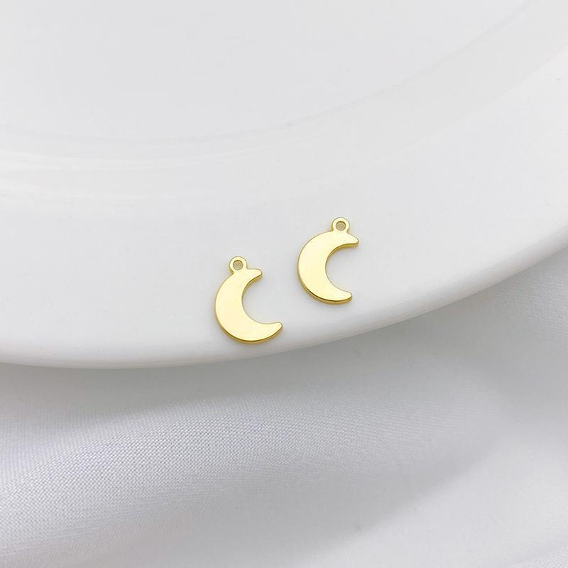 14k Gold Plated Copper Moon Sheet Charms for Jewelry DIY