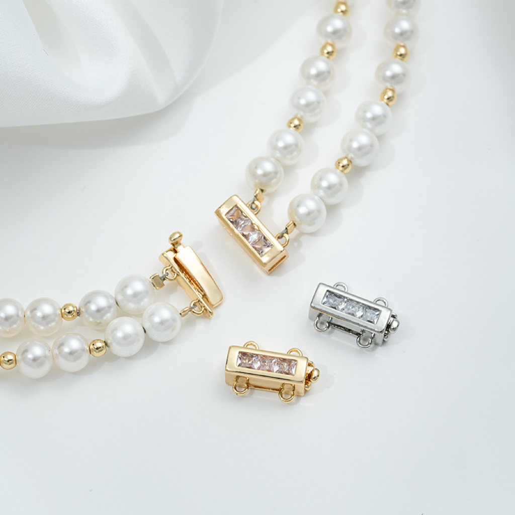 Double Row Zircon Inlaid Rectangular Buckle