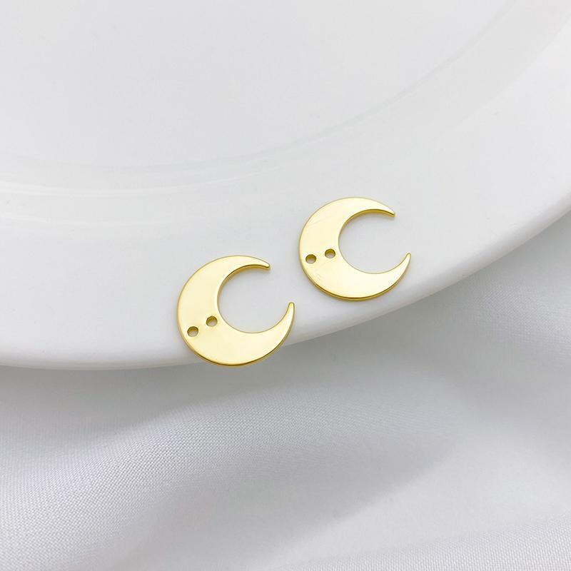 14k Gold Plated Copper Moon Sheet Charms for Jewelry DIY
