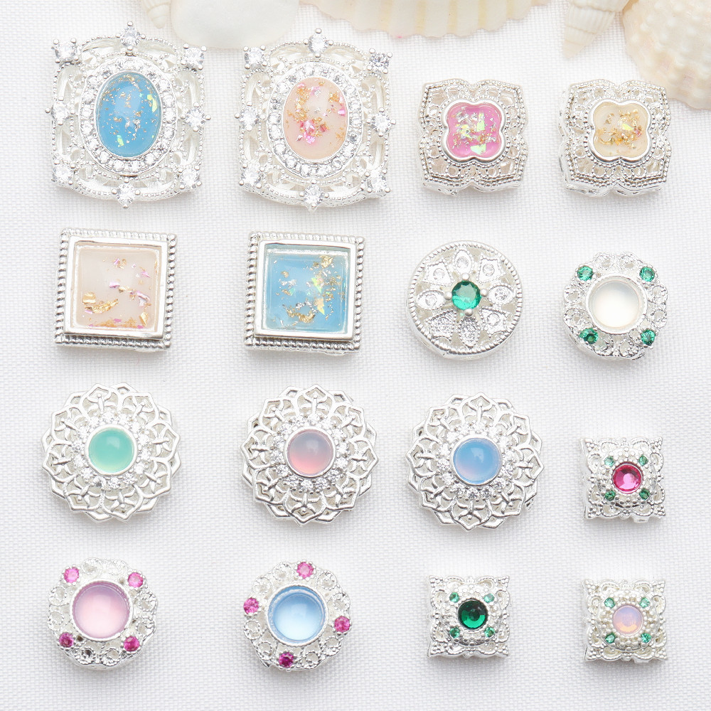 Silver Crustification Stone Accessory Bead