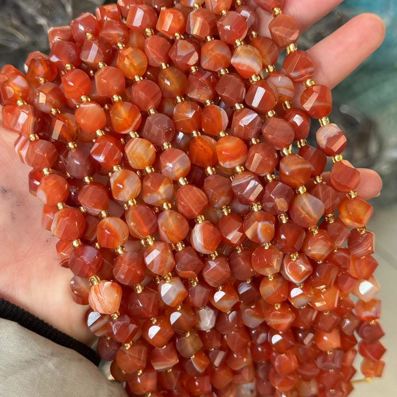 10*9mm Spiral Facet Gemstone Beads Strand