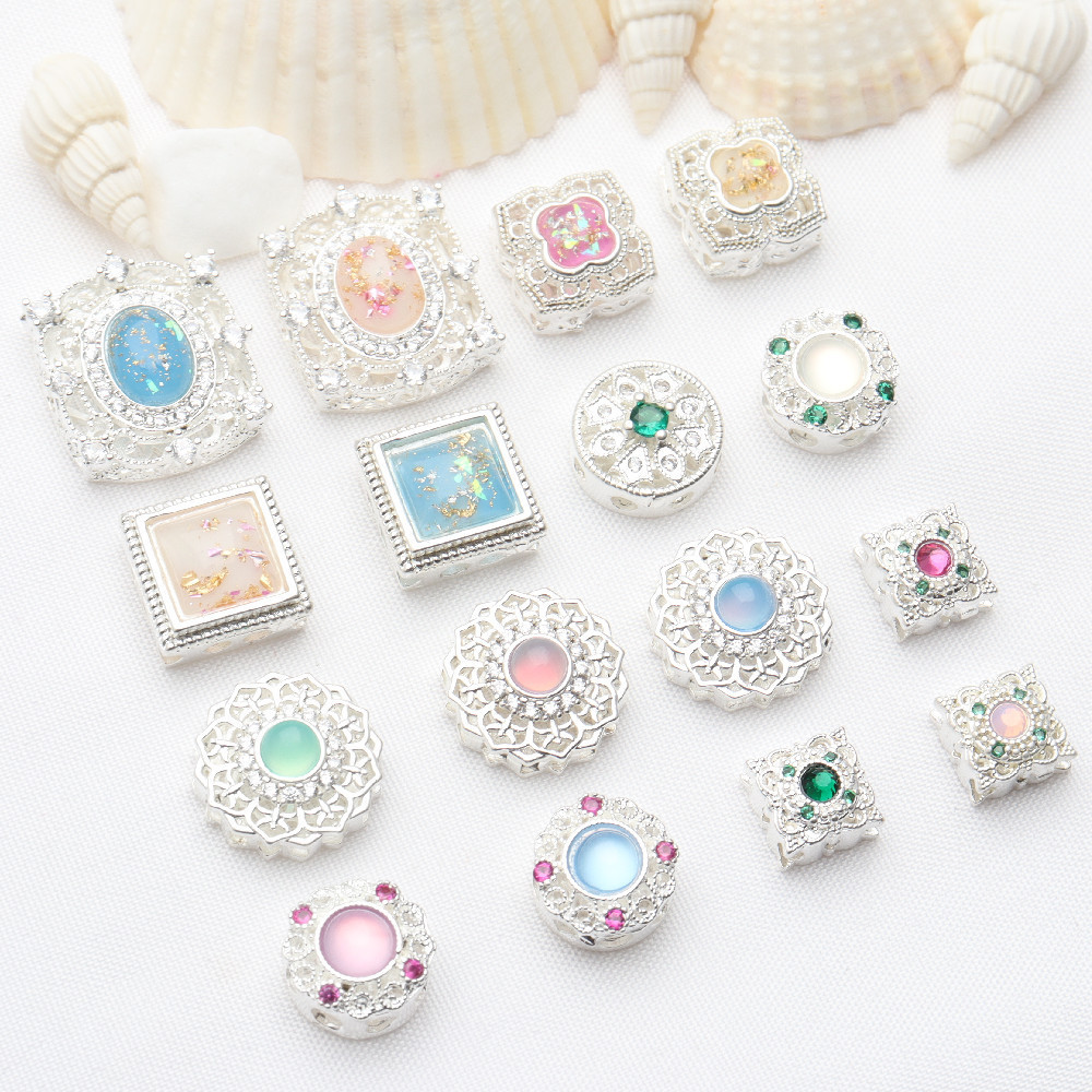 Silver Crustification Stone Accessory Bead