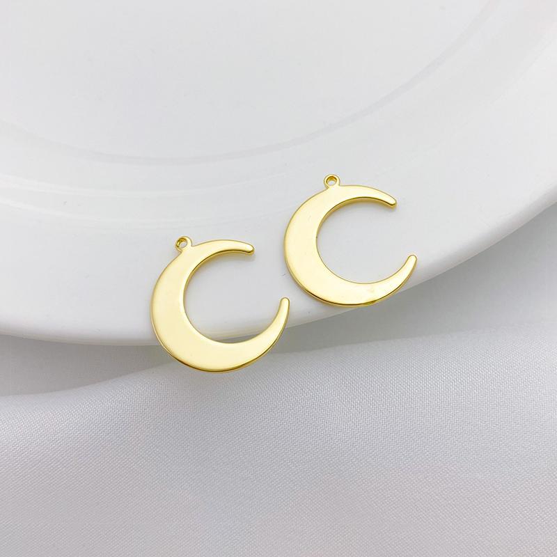 14k Gold Plated Copper Moon Sheet Charms for Jewelry DIY