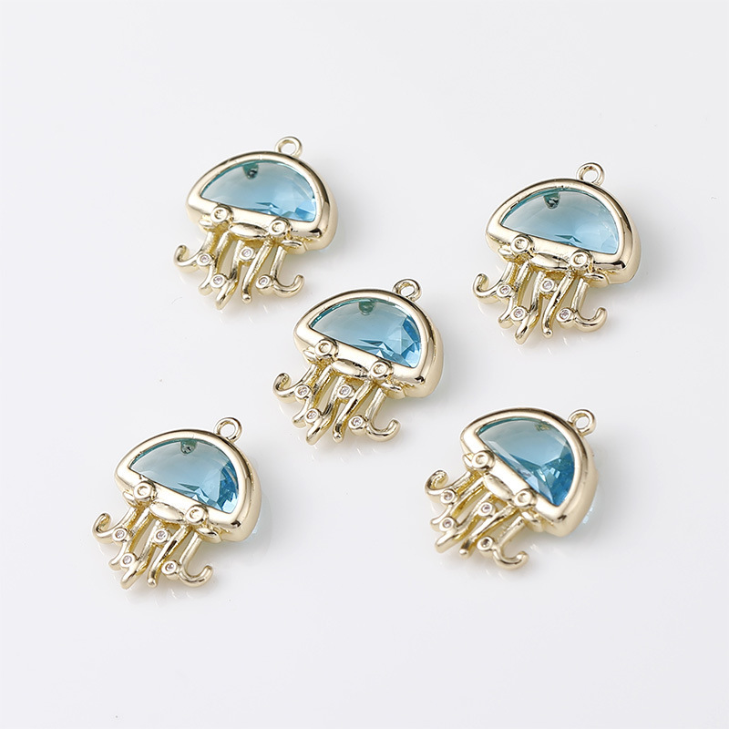 Zircon Blue Jellyfish Charm Pendant