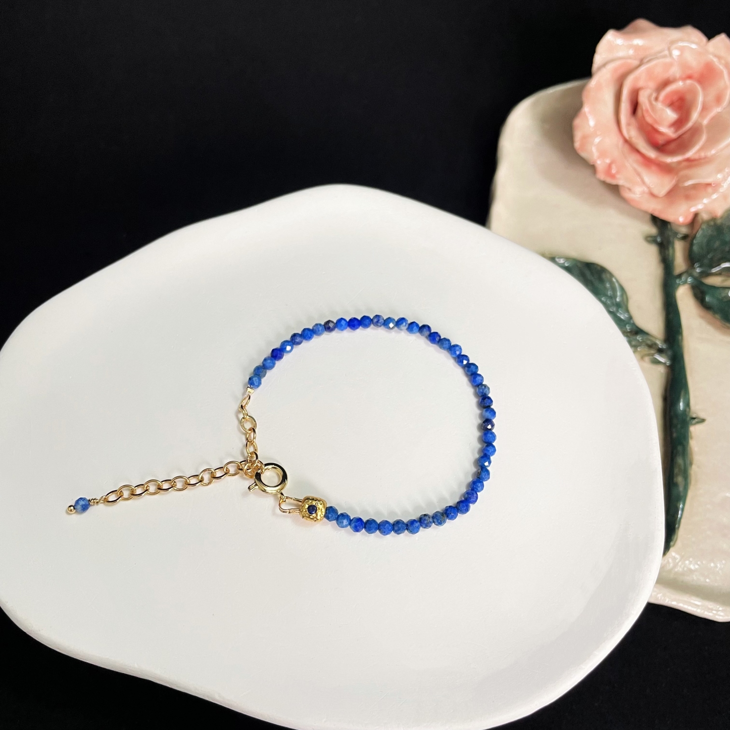 Gemstone Faced Beads Bracelet with Zircon Inlaid Cube Beads-likayjewel