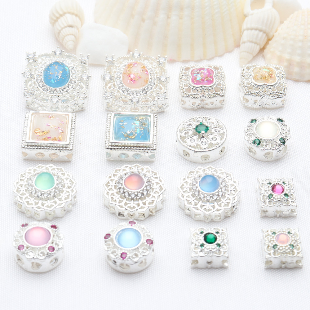 Silver Crustification Stone Accessory Bead