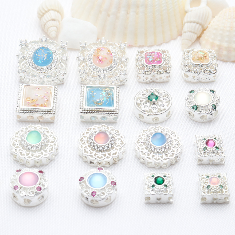 Silver Crustification Stone Accessory Bead