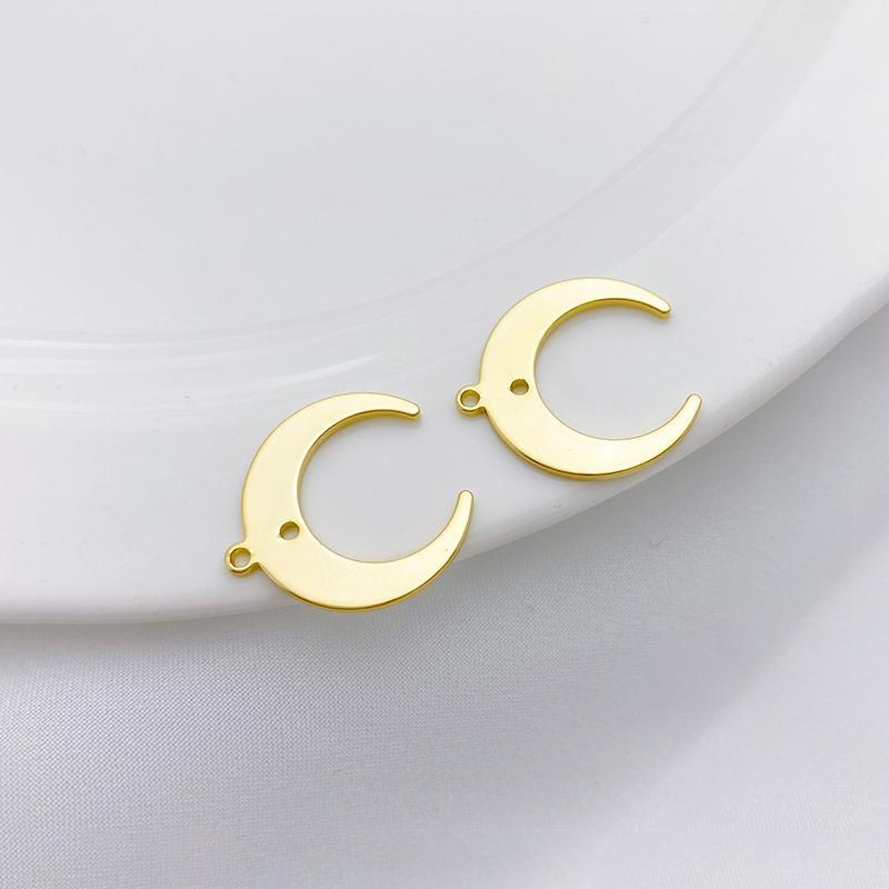 14k Gold Plated Copper Moon Sheet Charms for Jewelry DIY