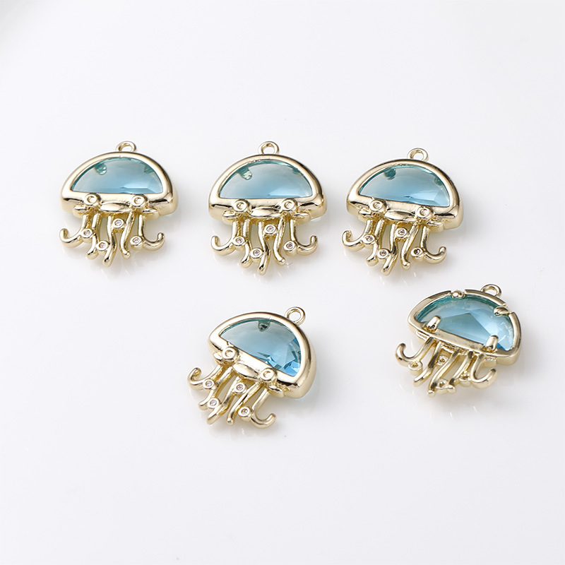 Zircon Blue Jellyfish Charm Pendant
