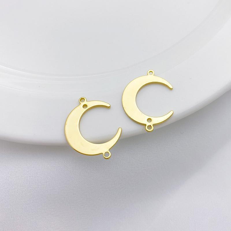 14k Gold Plated Copper Moon Sheet Charms for Jewelry DIY