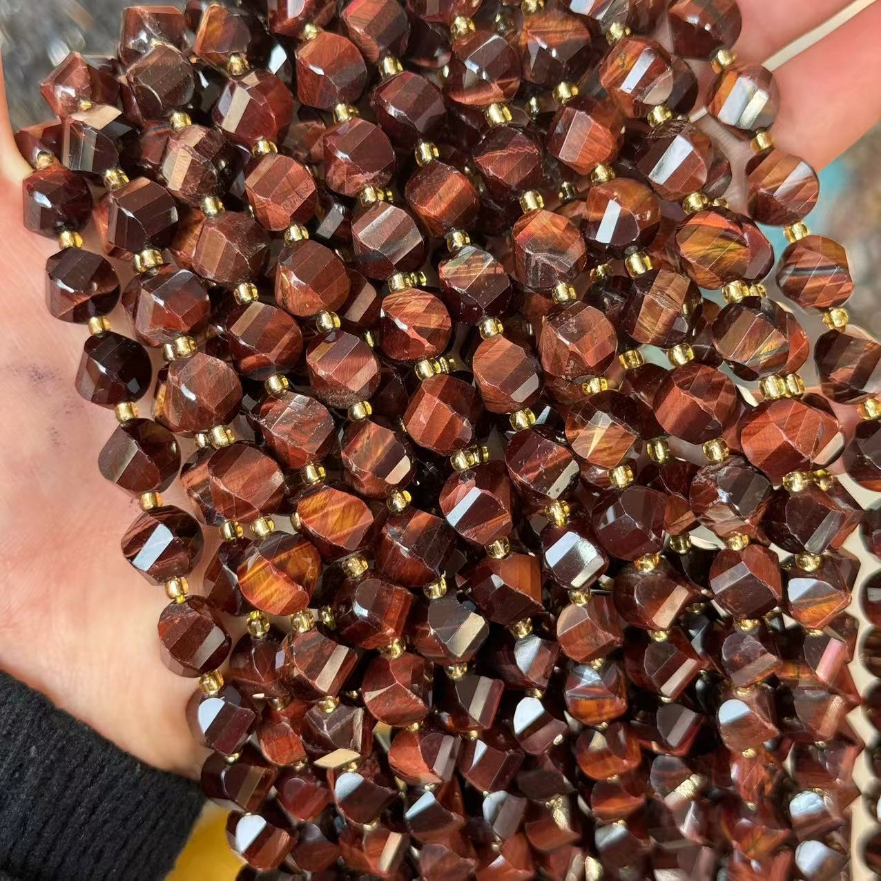 10*9mm Spiral Facet Gemstone Beads Strand