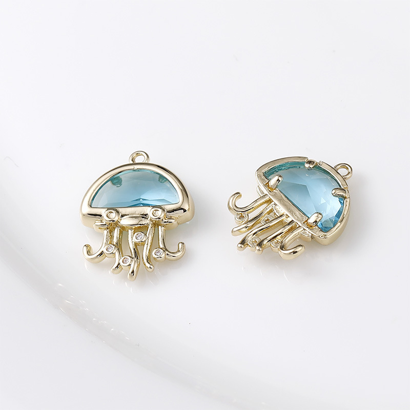 Zircon Blue Jellyfish Charm Pendant