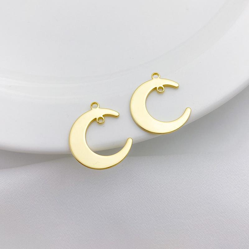 14k Gold Plated Copper Moon Sheet Charms for Jewelry DIY