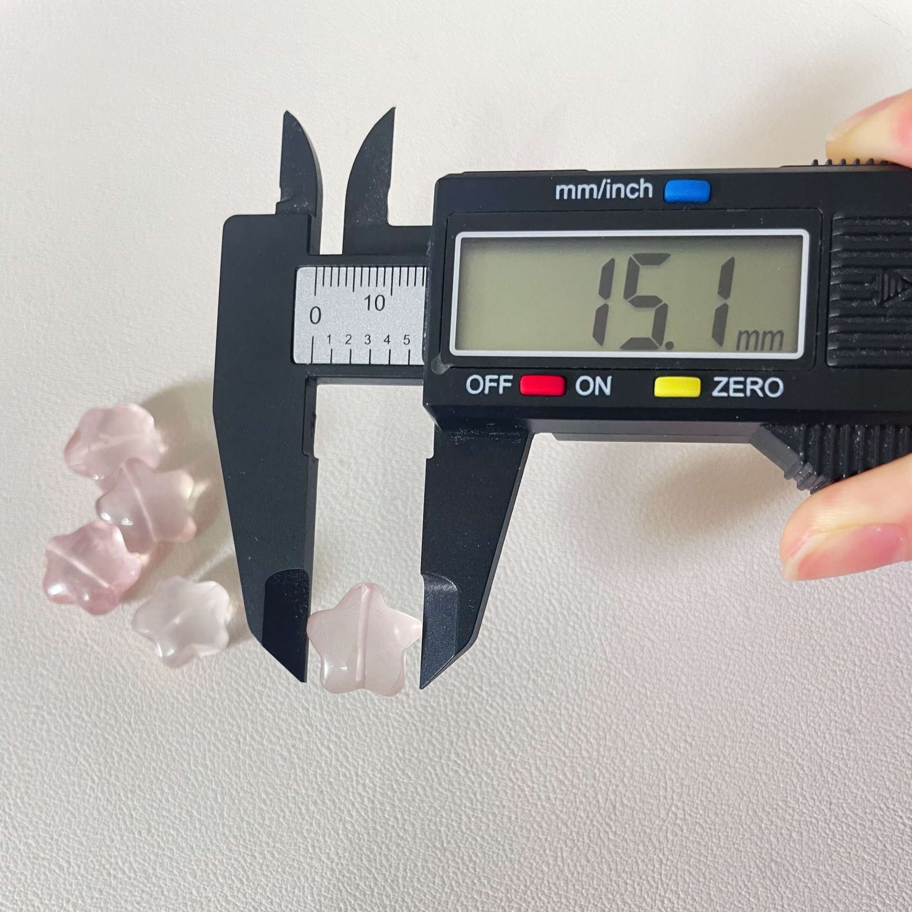 15mm Mozambique Rose Quartz Fat Star Beads Pendant Charm