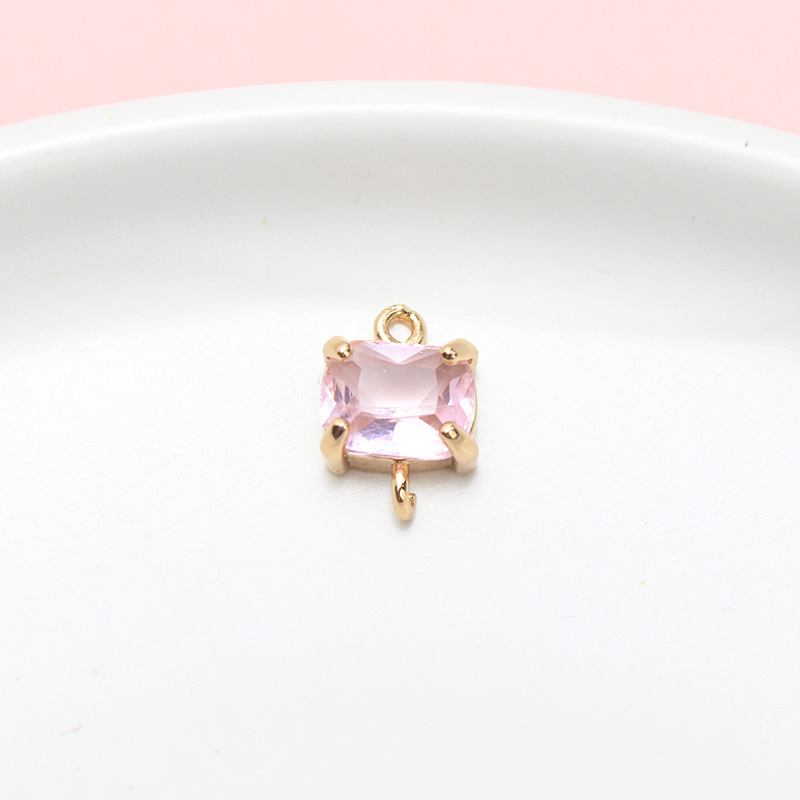 9*13mm Colored Zircon Rectangle Pendant Dual Hanging Rings-likayjewel