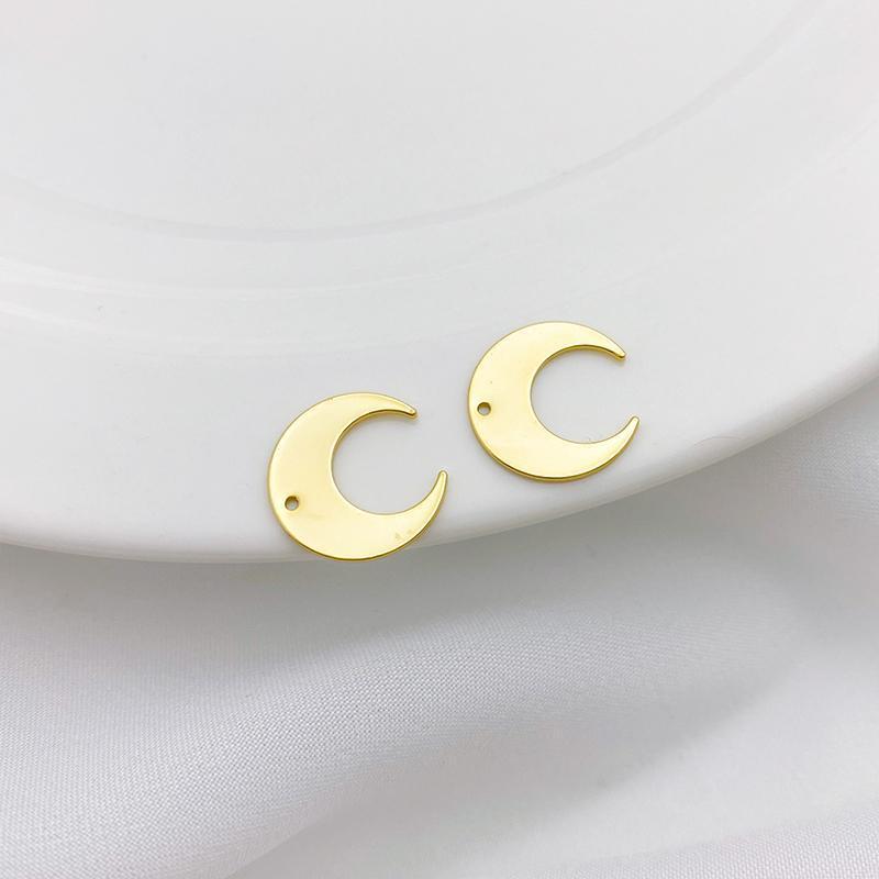 14k Gold Plated Copper Moon Sheet Charms for Jewelry DIY