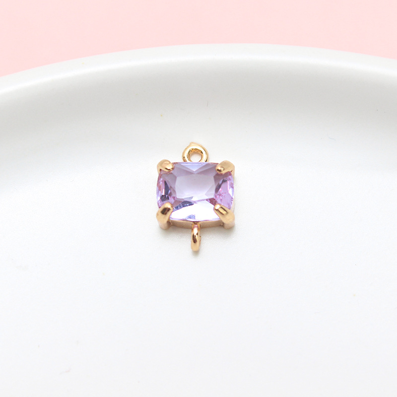 9*13mm Colored Zircon Rectangle Pendant Dual Hanging Rings