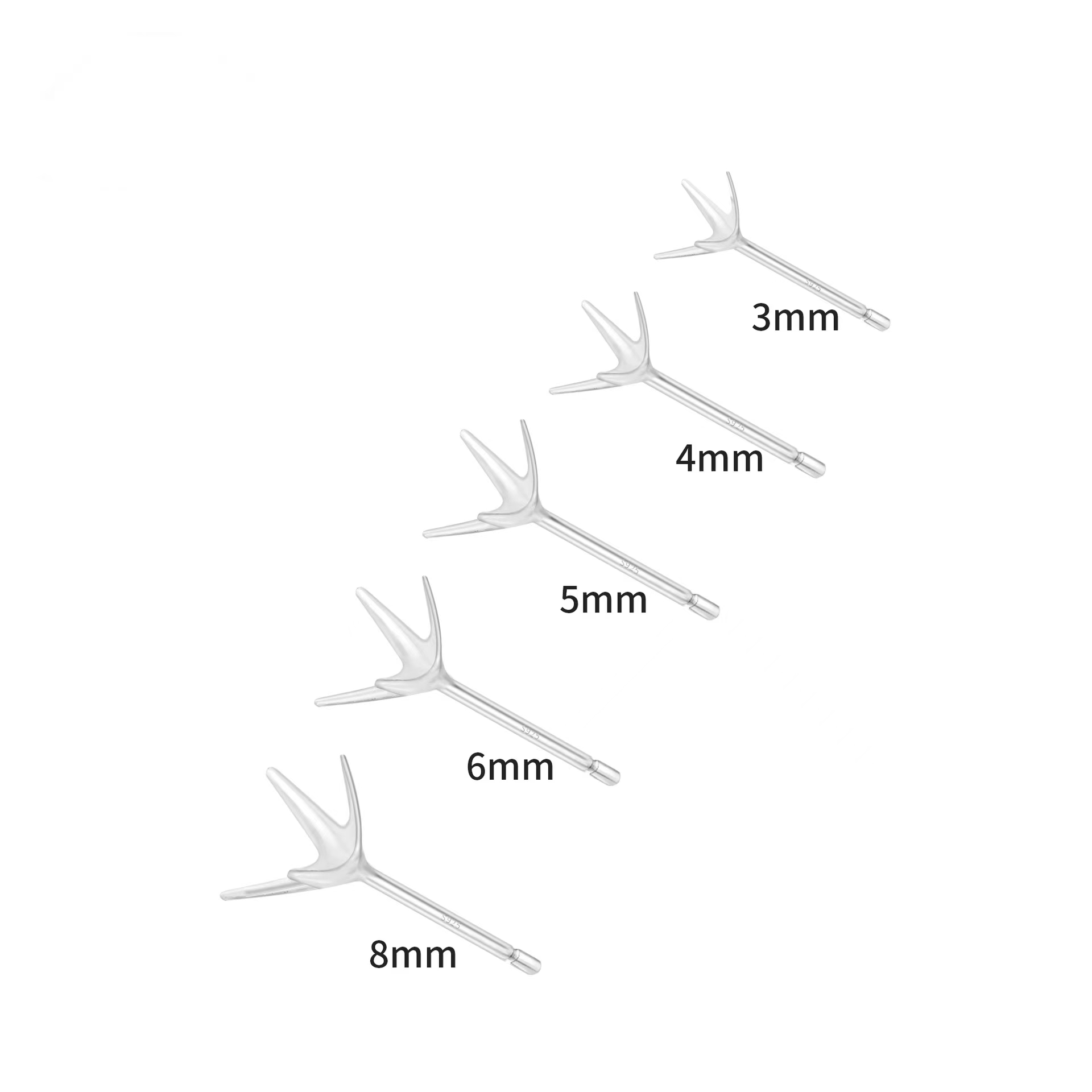 Four Claw Setting Earring Studs 925 Sterling Silver