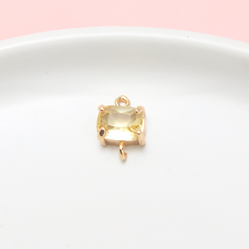 9*13mm Colored Zircon Rectangle Pendant Dual Hanging Rings