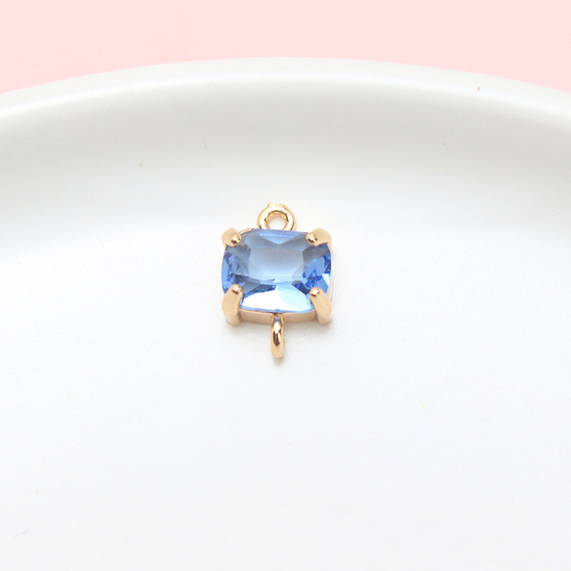 9*13mm Colored Zircon Rectangle Pendant Dual Hanging Rings