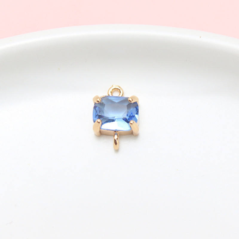 9*13mm Colored Zircon Rectangle Pendant Dual Hanging Rings