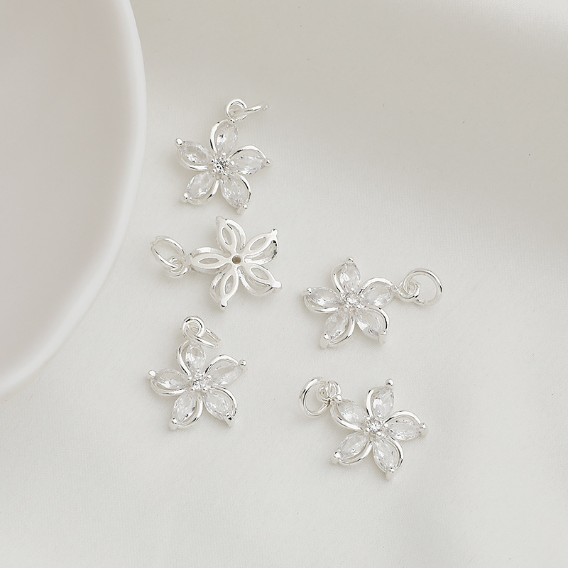 Zircon Hollow Five Petals Flower Charm Pendant