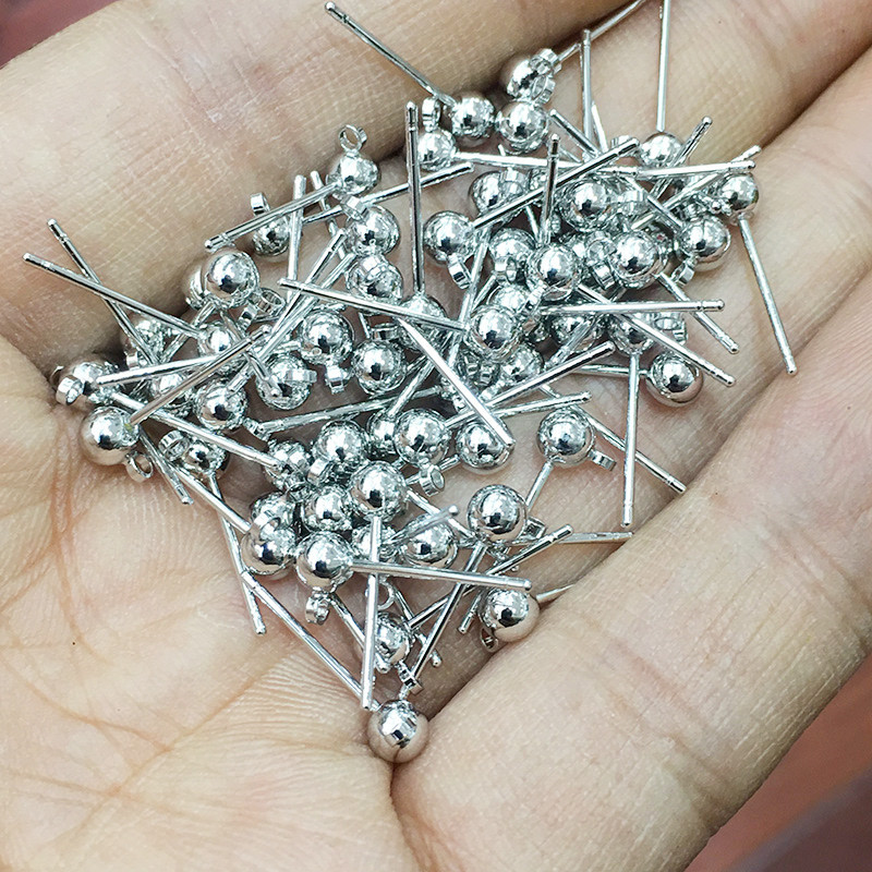 Ball Earring Studs with Close Ring for Earrings Making