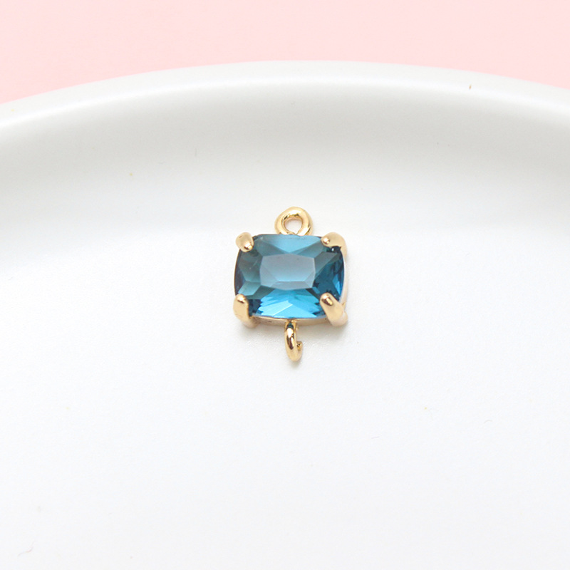 9*13mm Colored Zircon Rectangle Pendant Dual Hanging Rings