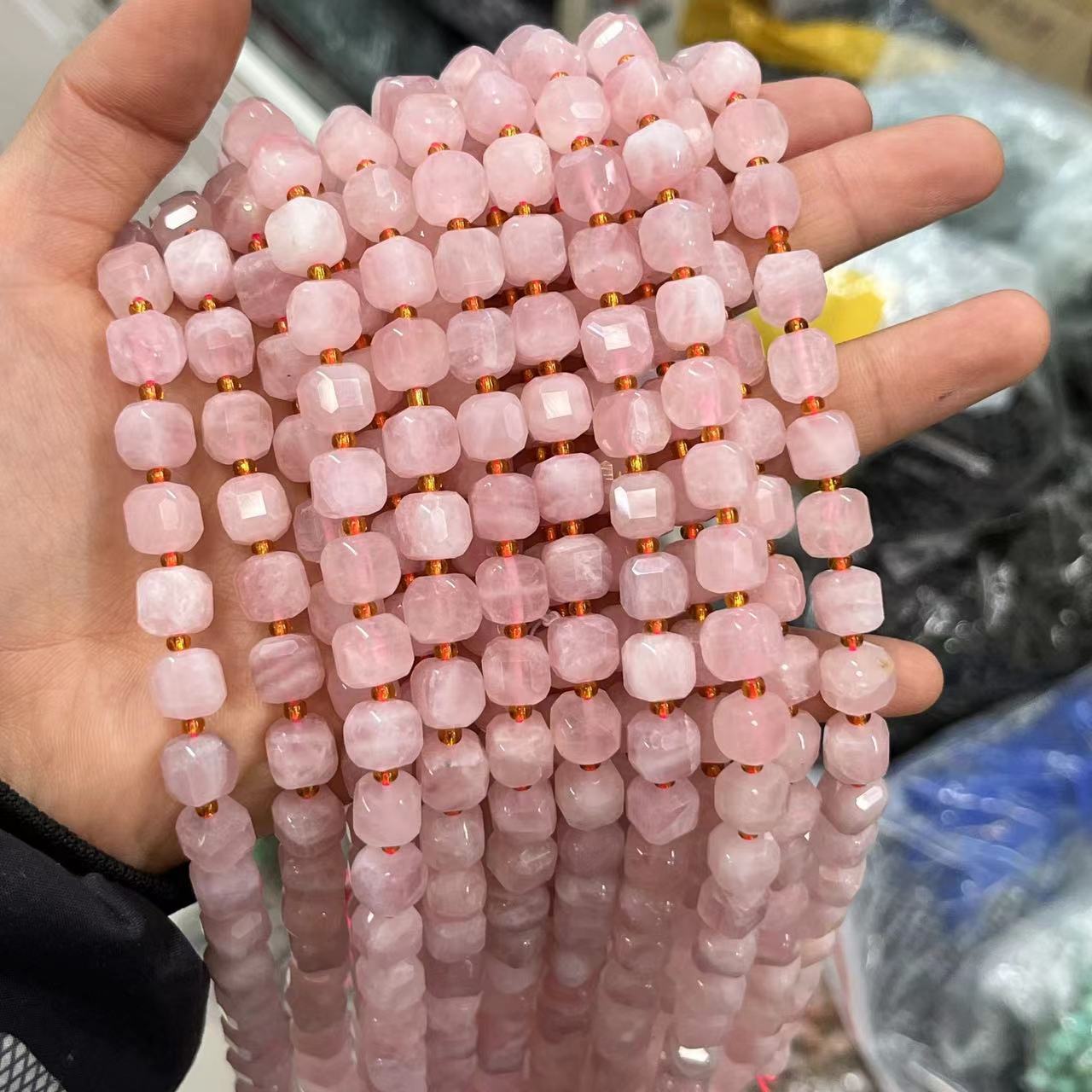 8mm Facet Square Gemstone Beads Strand