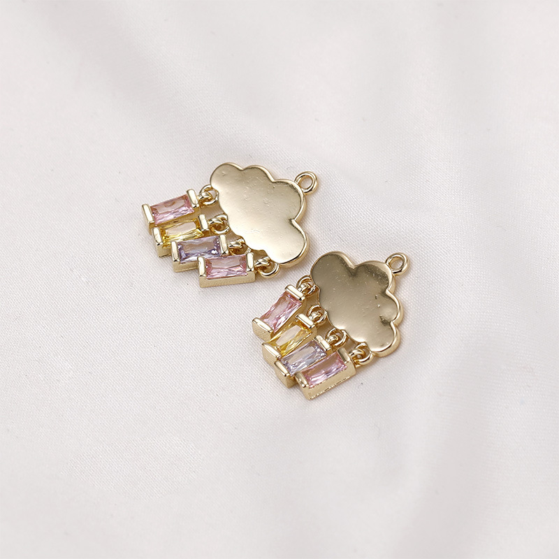 Cute 14k Gold Plated Pendant Cubic Zirconia Inlaid Jewelry Charms for 