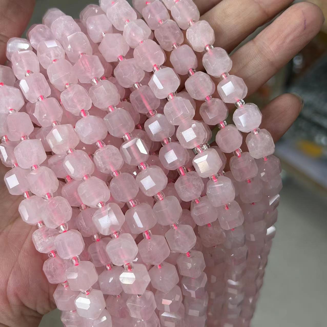 8mm Facet Square Gemstone Beads Strand