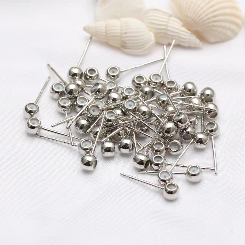 Ear Studs Silicone Adjustable Bead Ear Studs and Backs for Jewelry Making
