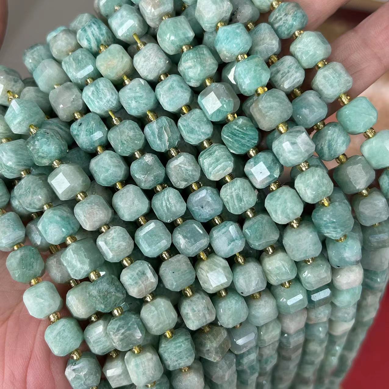 8mm Facet Square Gemstone Beads Strand