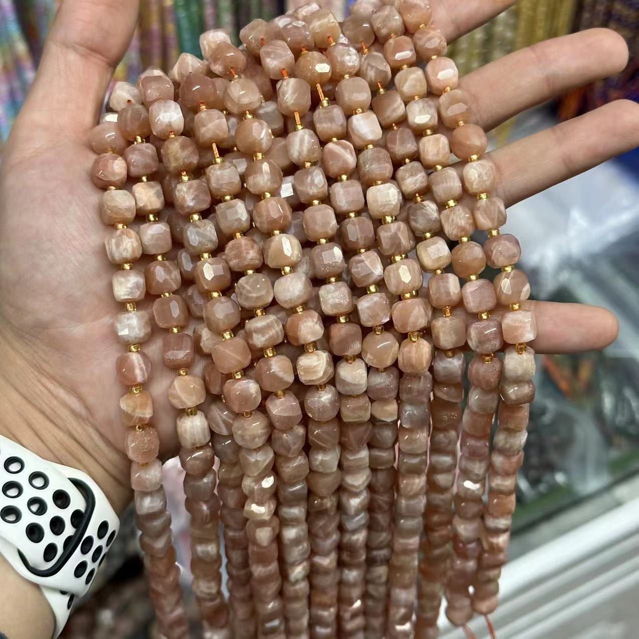 8mm Facet Square Gemstone Beads Strand