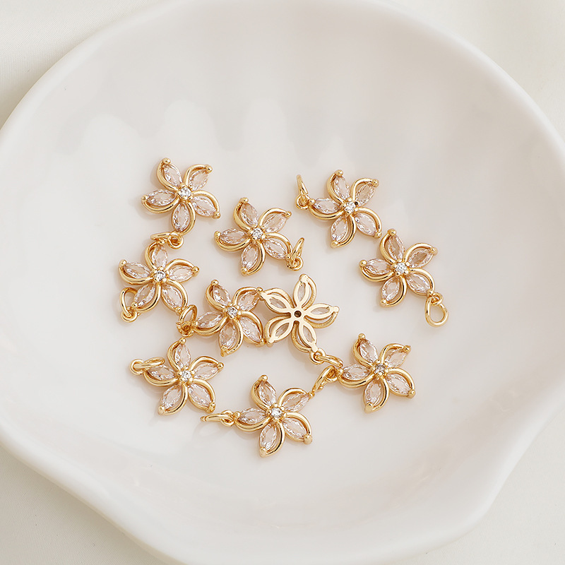Zircon Hollow Five Petals Flower Charm Pendant