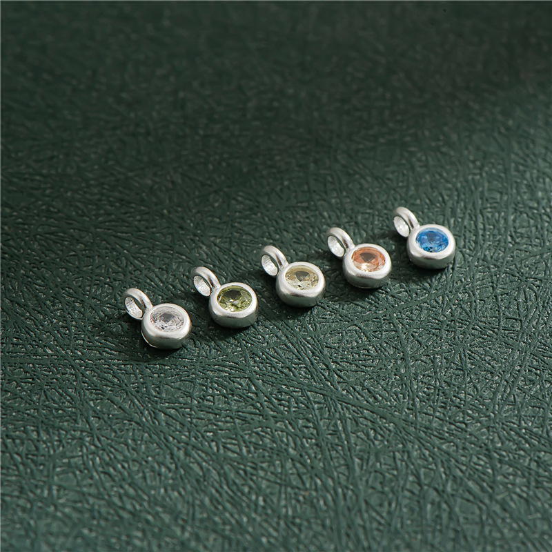 Colored Zircon Inlaid 925 Silver Full Moon and Half Moon Pendant Jewel