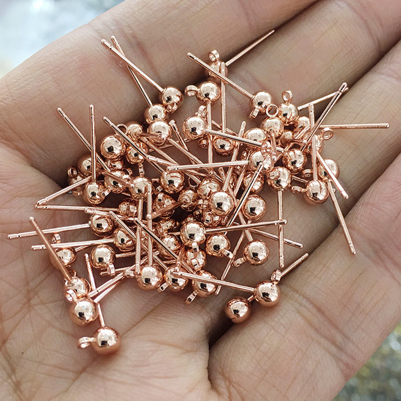 Ball Earring Studs with Close Ring for Earrings Making