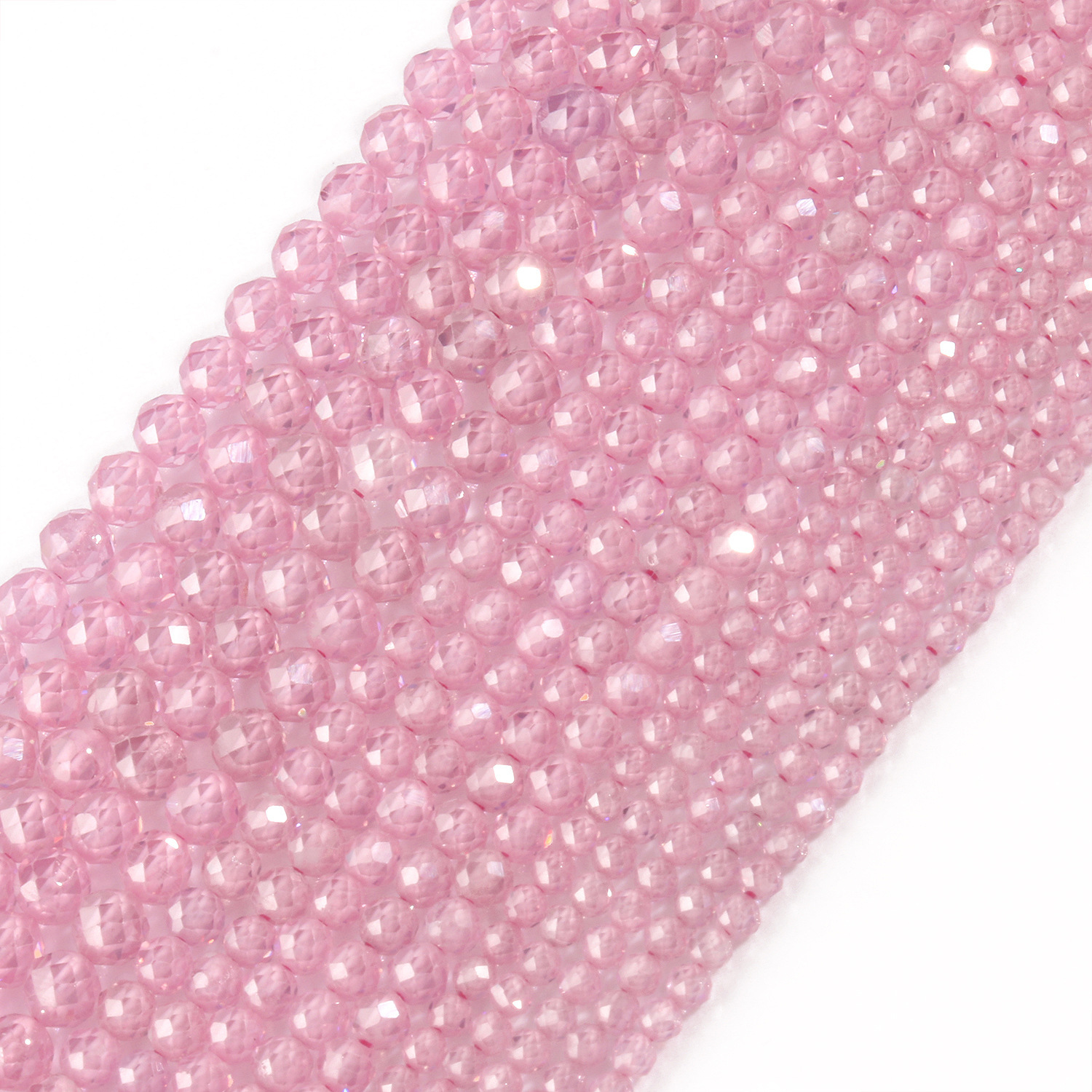 Natural Gemstone Colored Zircon Faced Beads Strand