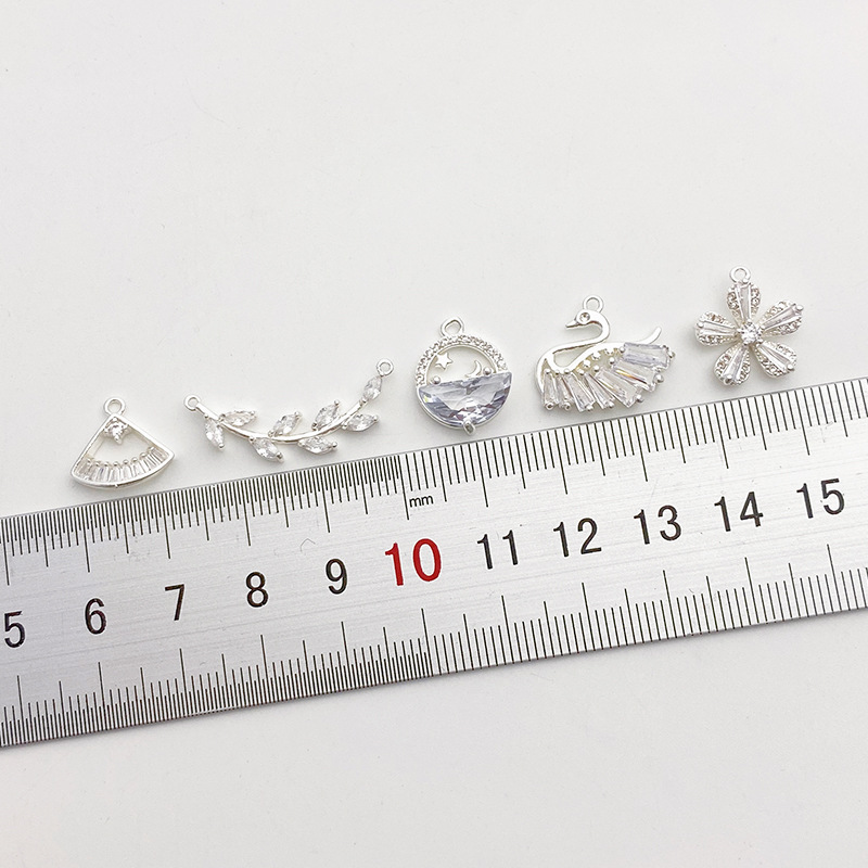 Clear Zircon Inlaid Silver Charm Pendant for Jewelry DIY