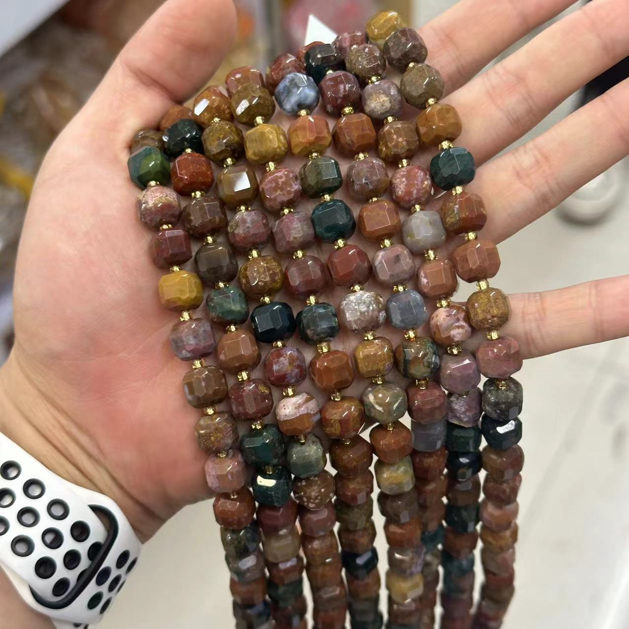 8mm Facet Square Gemstone Beads Strand