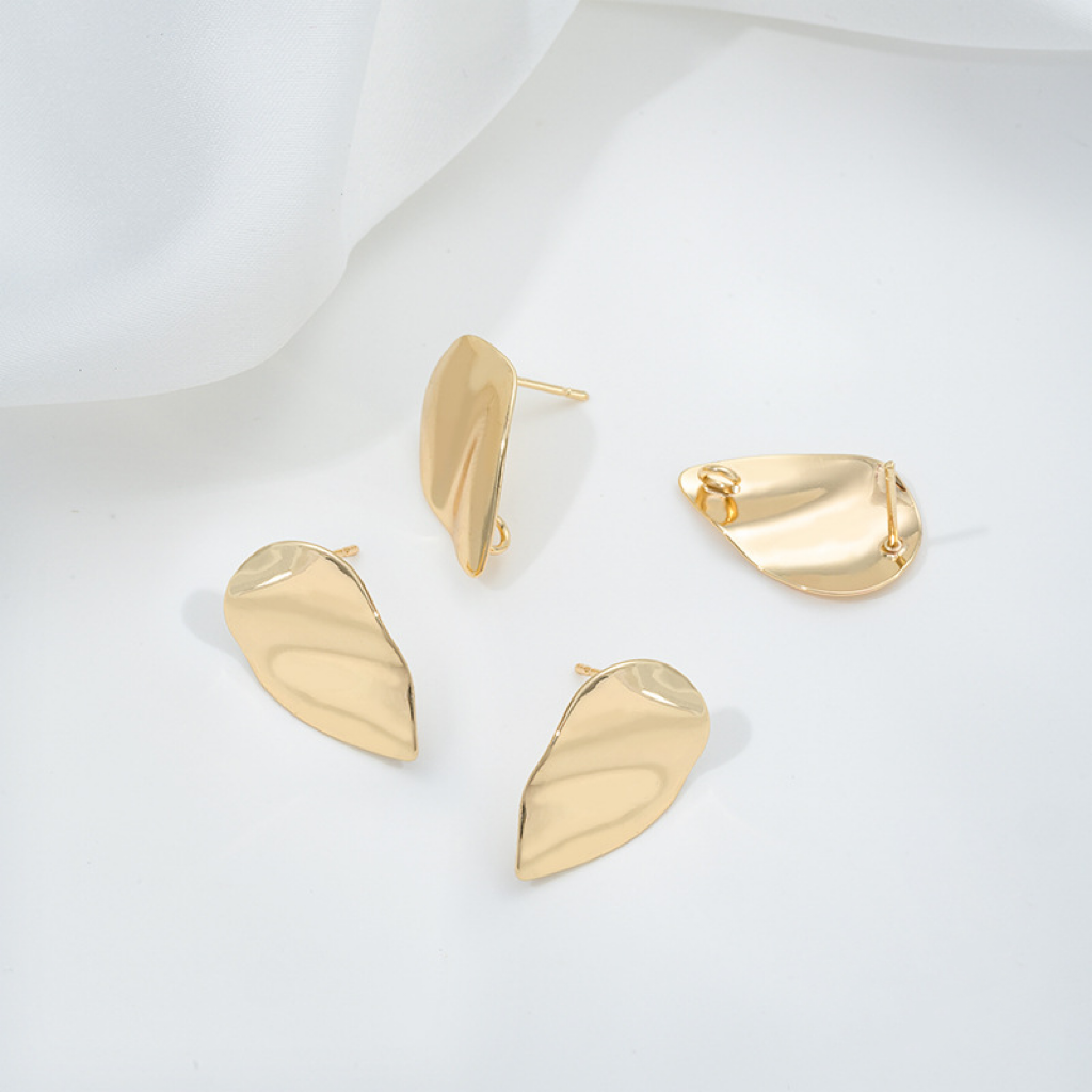 14k Gold Plated Leaf Shaped Earring Studs Accessory