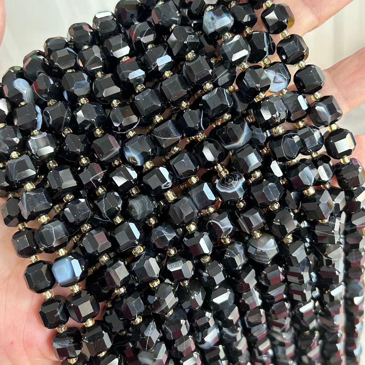 8mm Facet Square Gemstone Beads Strand